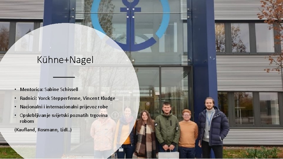 Kühne+Nagel • Mentorica: Sabine Schissell • Radnici: Yorck Stepperfenne, Vincent Kludge • Nacionalni i