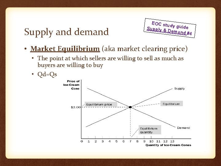 Supply and demand EOC stud y guide Supply & Demand #4 • Market Equilibrium