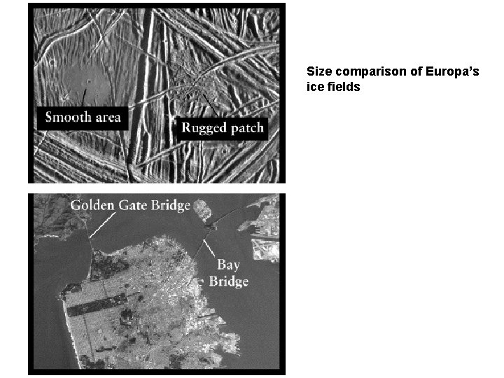 Size comparison of Europa’s ice fields 