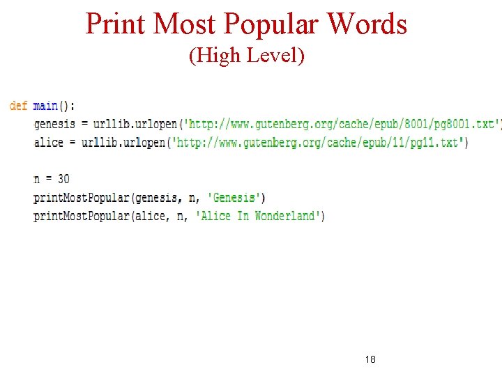 Print Most Popular Words (High Level) 18 