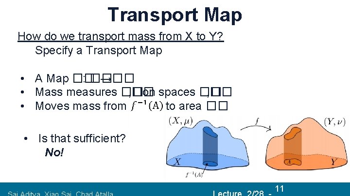 Transport Map How do we transport mass from X to Y? Specify a Transport