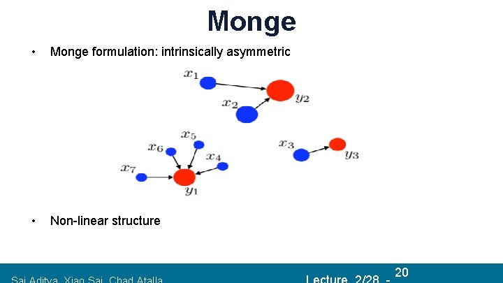 Monge • Monge formulation: intrinsically asymmetric • Non-linear structure 201/9/2018 