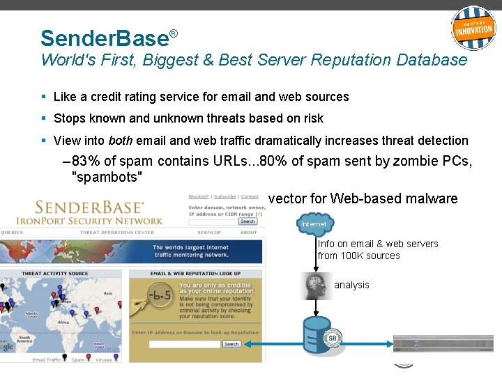 Sender. Base® World's First, Biggest & Best Server Reputation Database § Like a credit