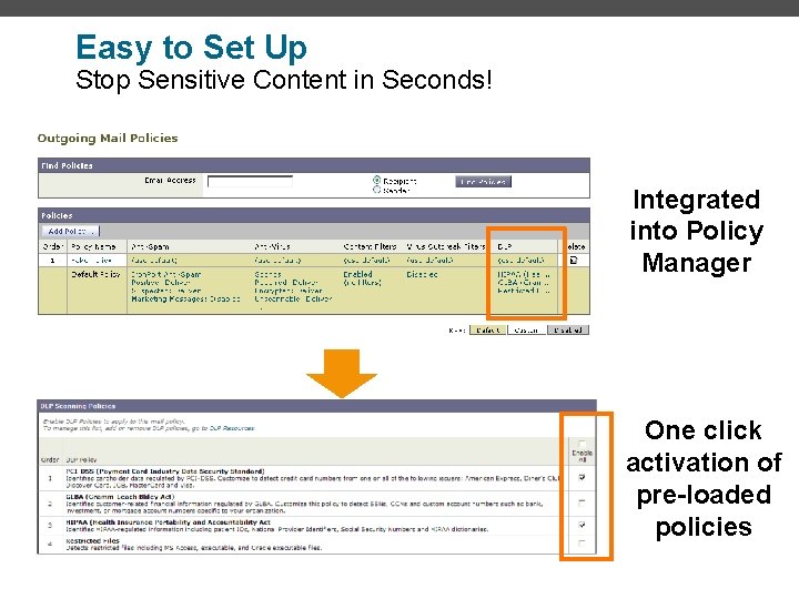 Easy to Set Up Stop Sensitive Content in Seconds! Integrated into Policy Manager One