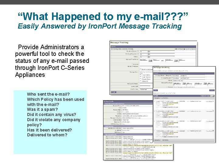 “What Happened to my e-mail? ? ? ” Easily Answered by Iron. Port Message