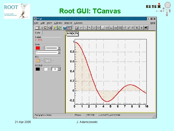Root GUI: TCanvas 21 -Apr-2005 J. Adamczewski 