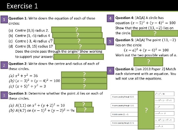 Exercise 1 4 1 ? ? ? ? 5 ? 2 ? ? ?