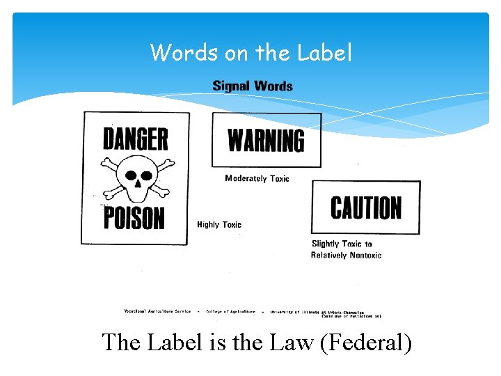 Words on the Label The Label is the Law (Federal) Words on the Label The Label is the Law (Federal)