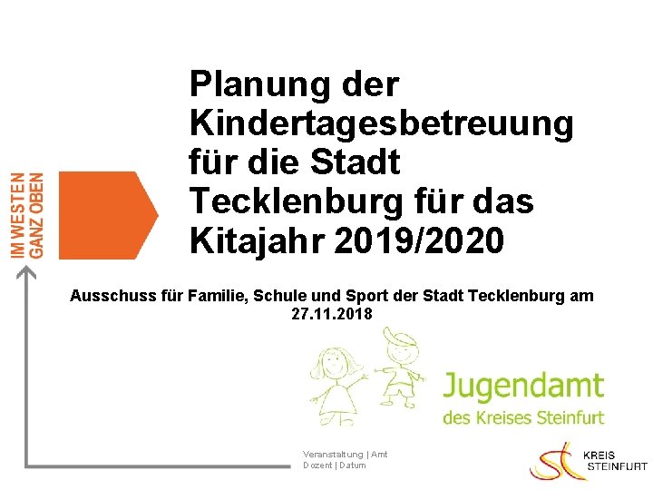Planung der Kindertagesbetreuung für die Stadt Tecklenburg für das Kitajahr 2019/2020 Ausschuss für Familie,