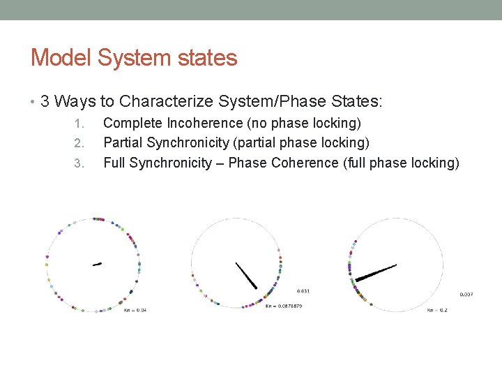 Model System states • 3 Ways to Characterize System/Phase States: 1. Complete Incoherence (no