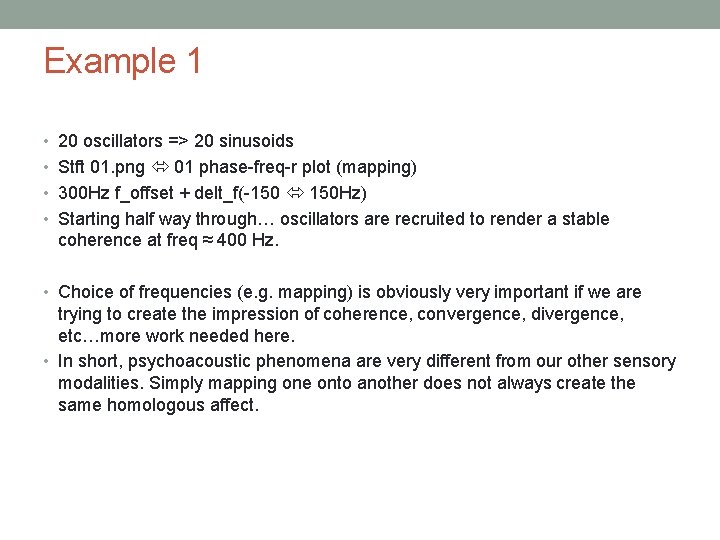 Example 1 • 20 oscillators => 20 sinusoids • Stft 01. png 01 phase-freq-r