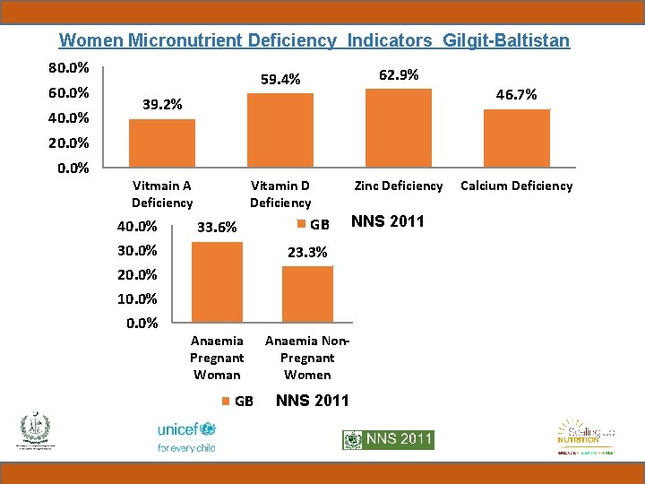 Women Micronutrient Deficiency Indicators Gilgit-Baltistan 80. 0% 60. 0% 40. 0% 59. 4% 62.