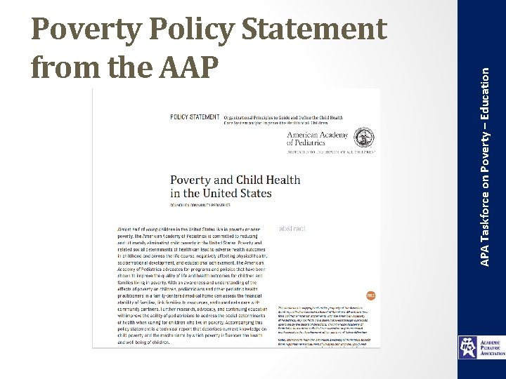 APA Taskforce on Poverty – Education Poverty Policy Statement from the AAP 