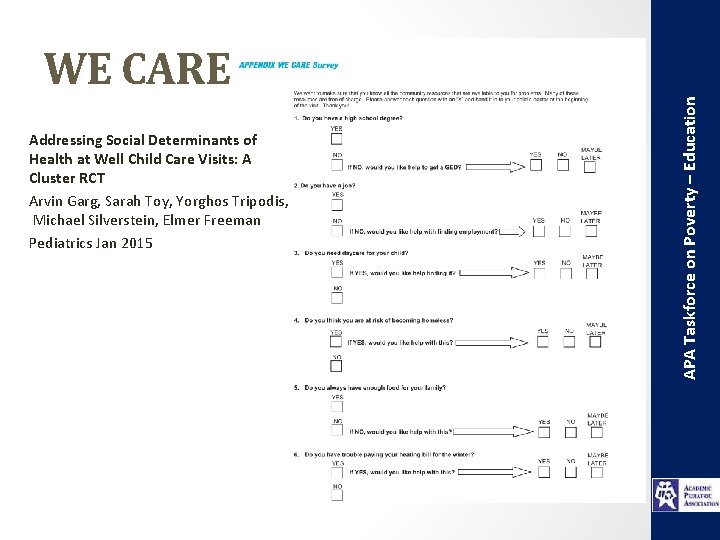 Addressing Social Determinants of Health at Well Child Care Visits: A Cluster RCT Arvin