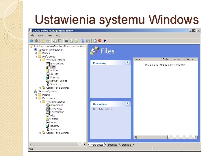 Ustawienia systemu Windows 
