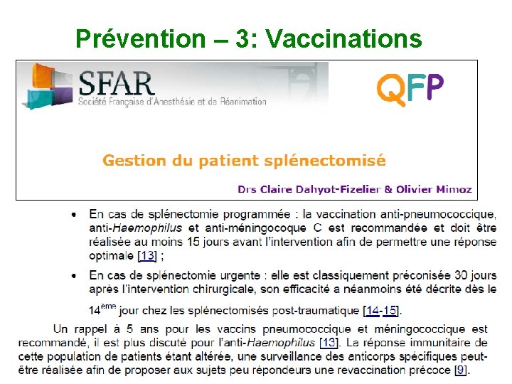 Prévention – 3: Vaccinations 