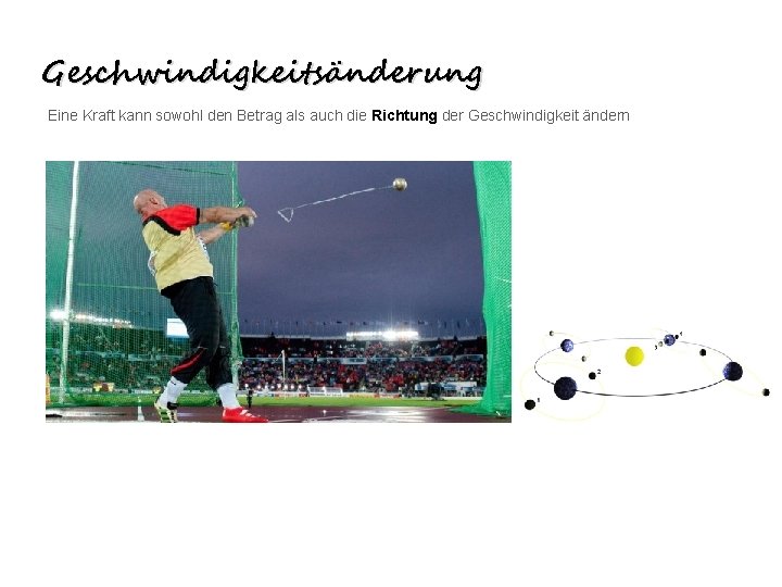 Geschwindigkeitsänderung Eine Kraft kann sowohl den Betrag als auch die Richtung der Geschwindigkeit ändern
