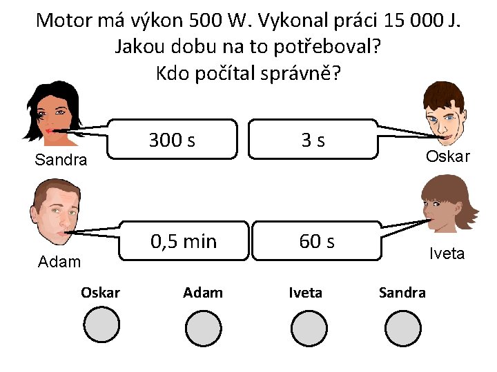 Motor má výkon 500 W. Vykonal práci 15 000 J. Jakou dobu na to