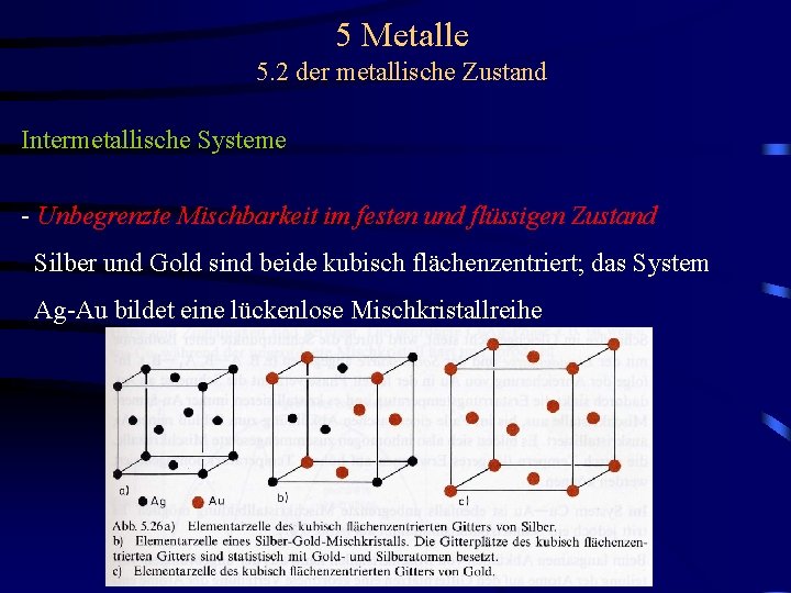 5 Metalle 5. 2 der metallische Zustand Intermetallische Systeme - Unbegrenzte Mischbarkeit im festen