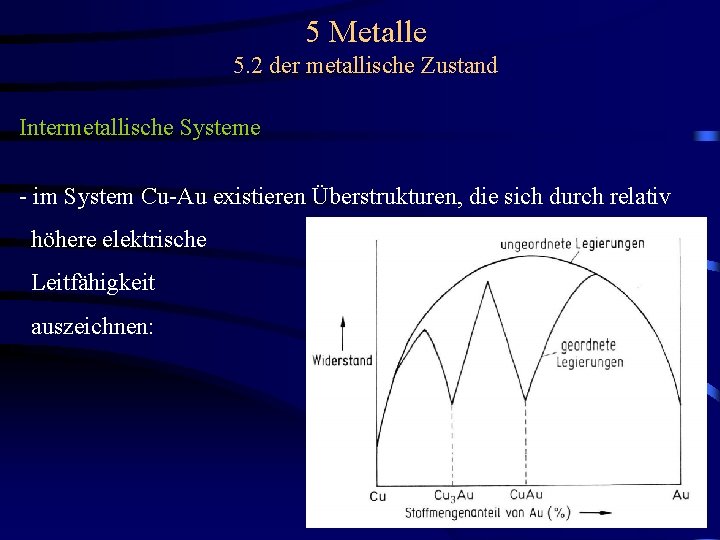 5 Metalle 5. 2 der metallische Zustand Intermetallische Systeme - im System Cu-Au existieren