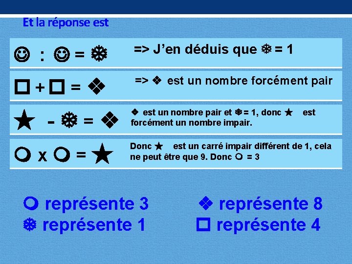 Et la réponse est J : J = T => J’en déduis que T