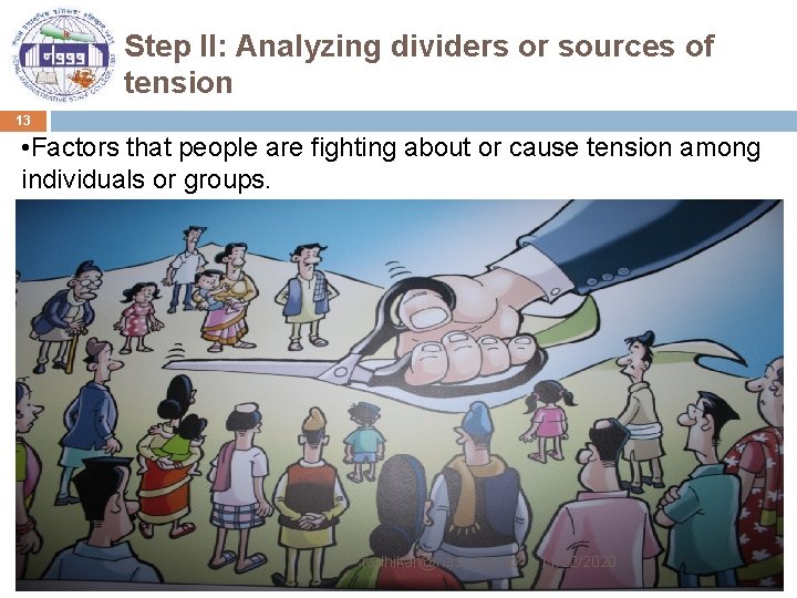 Step II: Analyzing dividers or sources of tension 13 • Factors that people are