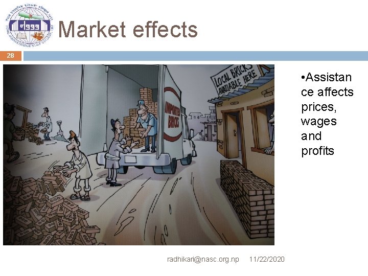 Market effects 28 • Assistan ce affects prices, wages and profits radhikari@nasc. org. np