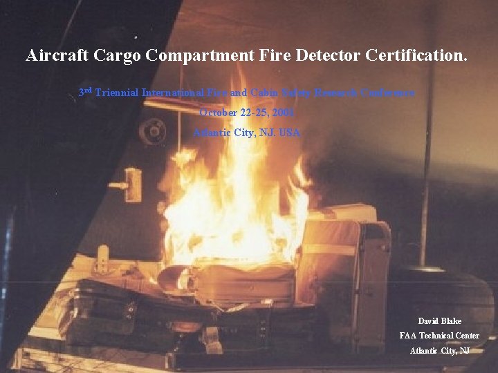 Aircraft Cargo Compartment Fire Detector Certification. 3 rd Triennial International Fire and Cabin Safety