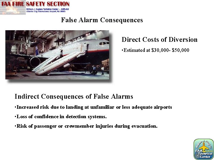 False Alarm Consequences Direct Costs of Diversion • Estimated at $30, 000 - $50,