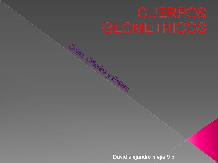 CUERPOS GEOMETRICOS Co no , C ilin dr o y. E sfe ra David