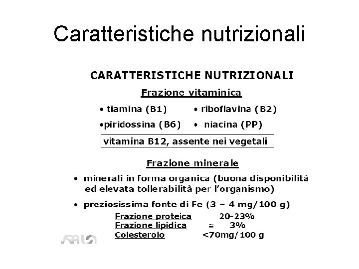 Caratteristiche nutrizionali 