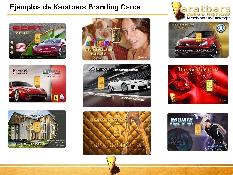 Ejemplos de Karatbars Branding Cards 