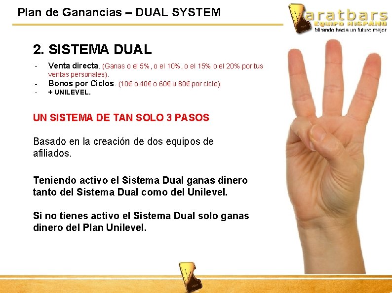 Plan de Ganancias – DUAL SYSTEM 2. SISTEMA DUAL - Venta directa. (Ganas o