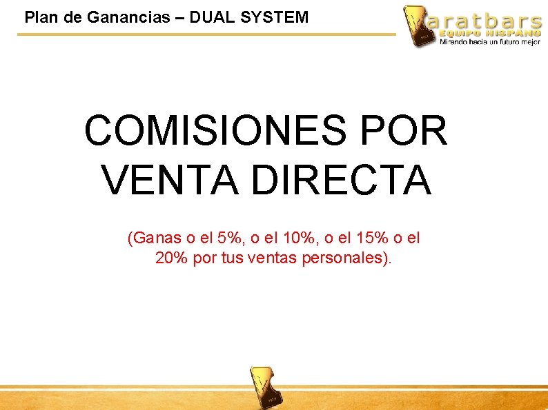 Plan de Ganancias – DUAL SYSTEM COMISIONES POR VENTA DIRECTA (Ganas o el 5%,