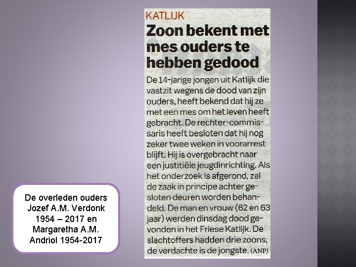 De overleden ouders Jozef A. M. Verdonk 1954 – 2017 en Margaretha A. M. De overleden ouders Jozef A. M. Verdonk 1954 – 2017 en Margaretha A. M.