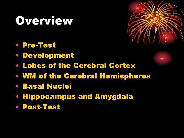 Overview • • Pre-Test Development Lobes of the Cerebral Cortex WM of the Cerebral Overview • • Pre-Test Development Lobes of the Cerebral Cortex WM of the Cerebral