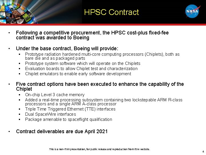 HPSC Contract • Following a competitive procurement, the HPSC cost-plus fixed-fee contract was awarded