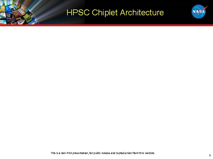 HPSC Chiplet Architecture This is a non-ITAR presentation, for public release and reproduction from