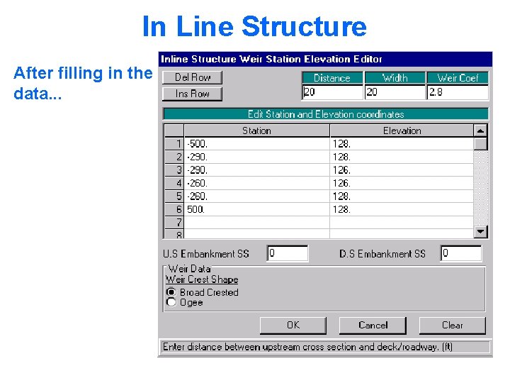 In Line Structure After filling in the data. . . 