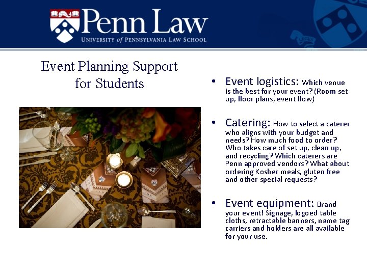 Event Planning Support for Students • Event logistics: Which venue is the best for