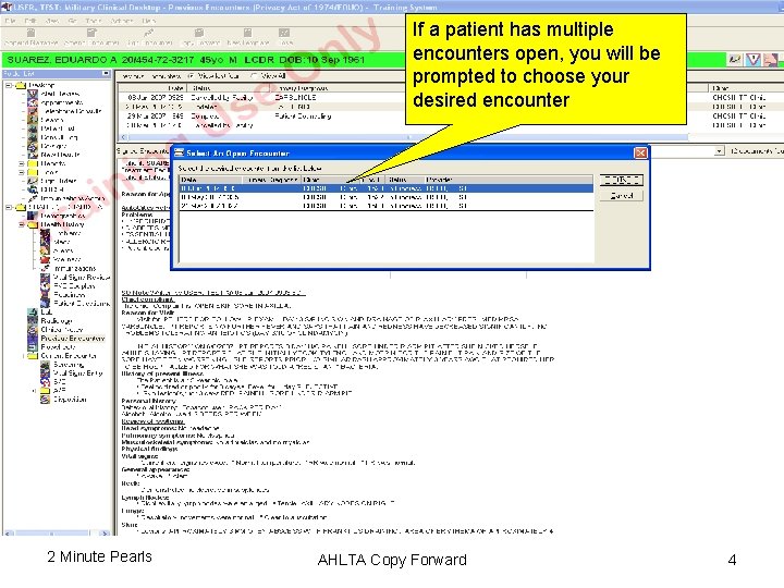 If a patient has multiple encounters open, you will be prompted to choose your