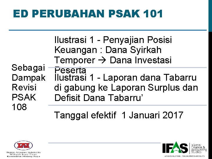 ED PERUBAHAN PSAK 101 Ilustrasi 1 - Penyajian Posisi Keuangan : Dana Syirkah Temporer