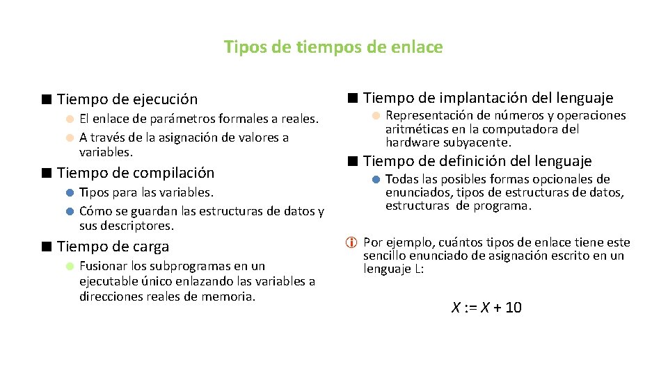 Tipos de tiempos de enlace < Tiempo de ejecución = El enlace de parámetros