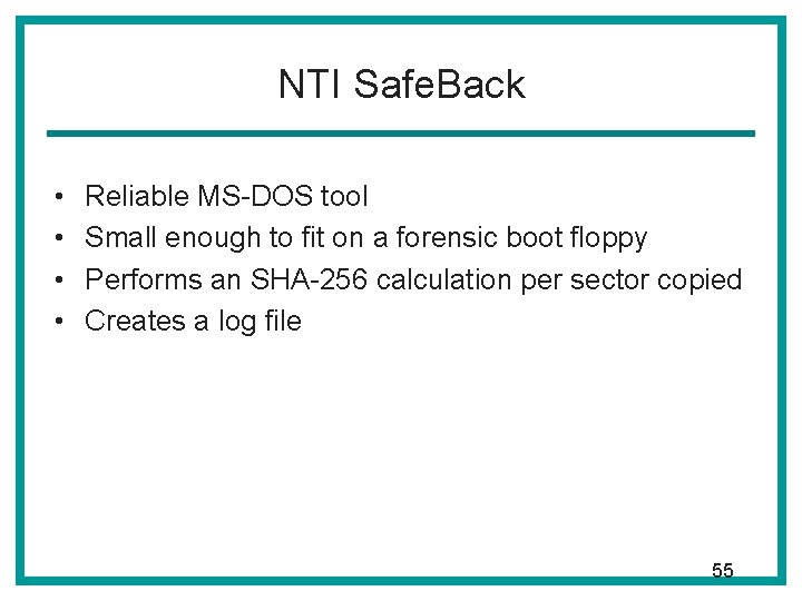 NTI Safe. Back • • Reliable MS-DOS tool Small enough to fit on a NTI Safe. Back • • Reliable MS-DOS tool Small enough to fit on a