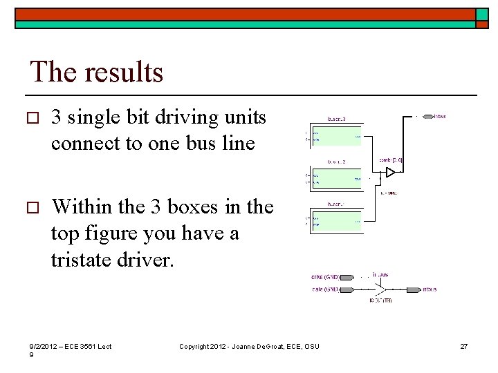 The results o 3 single bit driving units connect to one bus line o