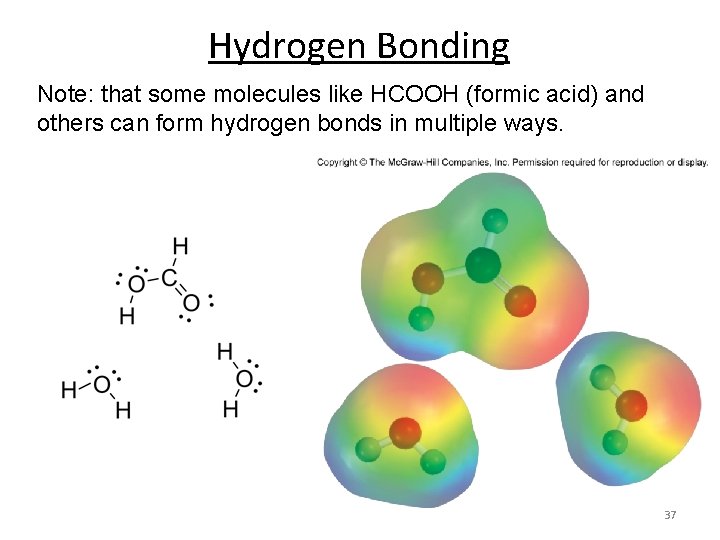 Hydrogen Bonding Note: that some molecules like HCOOH (formic acid) and others can form