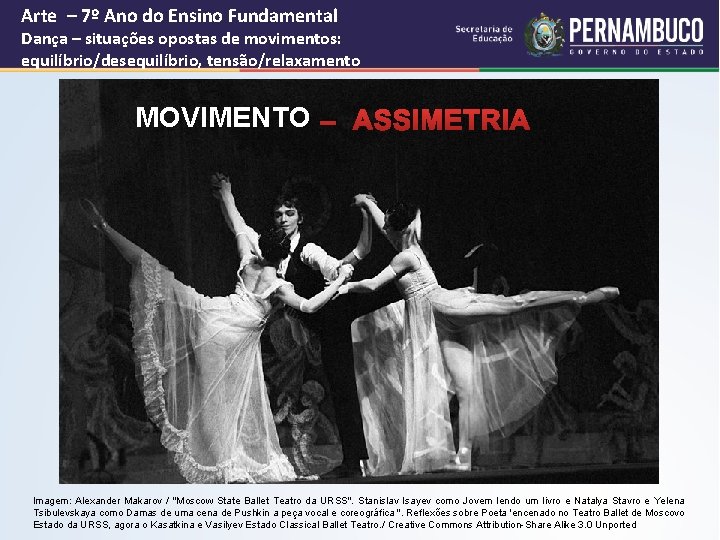 Arte – 7º Ano do Ensino Fundamental Dança – situações opostas de movimentos: equilíbrio/desequilíbrio,