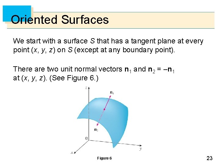 Oriented Surfaces We start with a surface S that has a tangent plane at