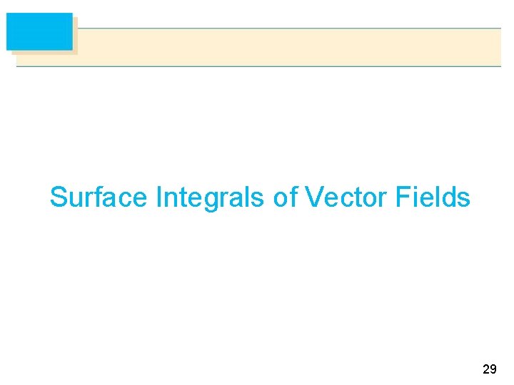 Surface Integrals of Vector Fields 29 