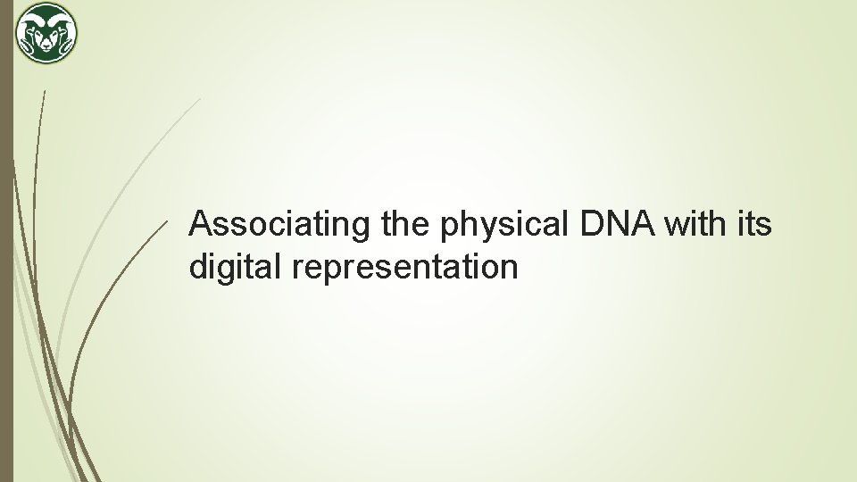 Associating the physical DNA with its digital representation 